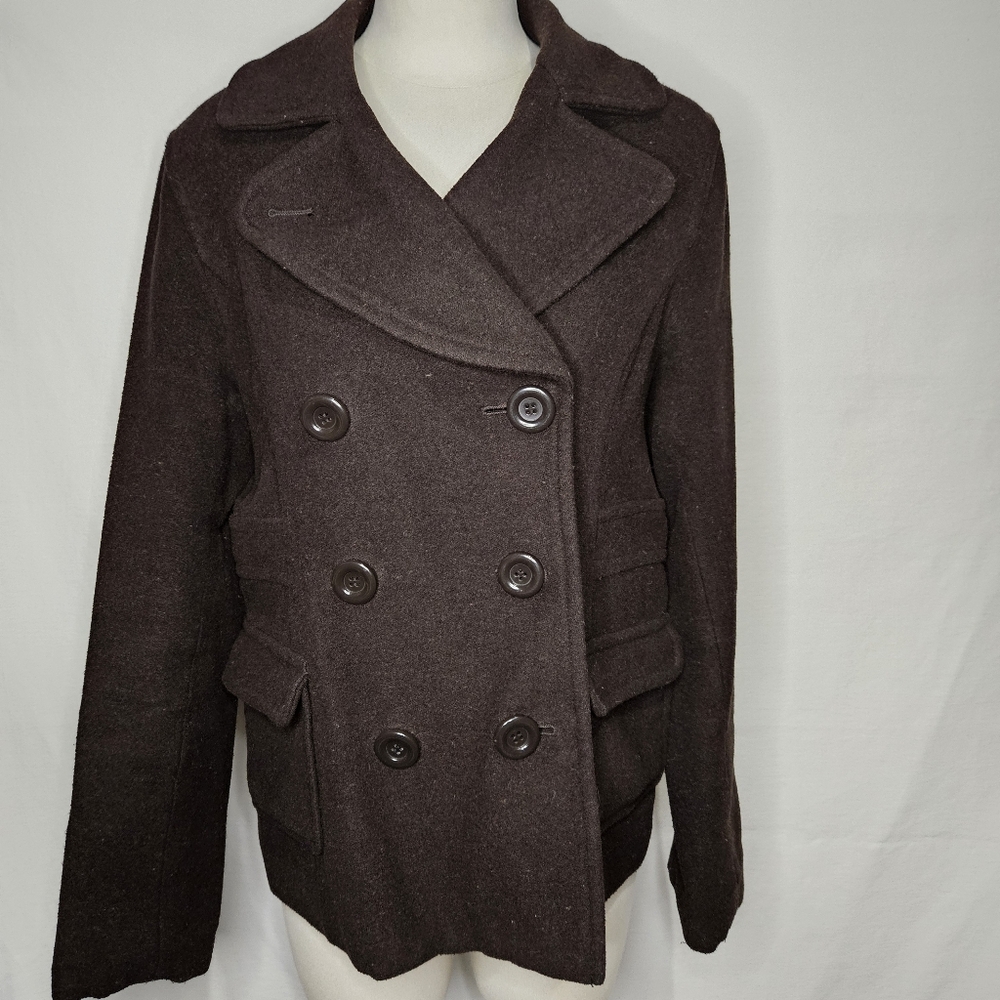 Vintage Dollhouse Women's Double-Breasted Dark Brown Pea Coat Sz L